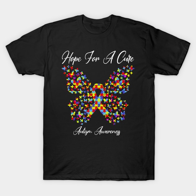 Hope For A Cure Butterfly Gift Autism T-Shirt by HomerNewbergereq